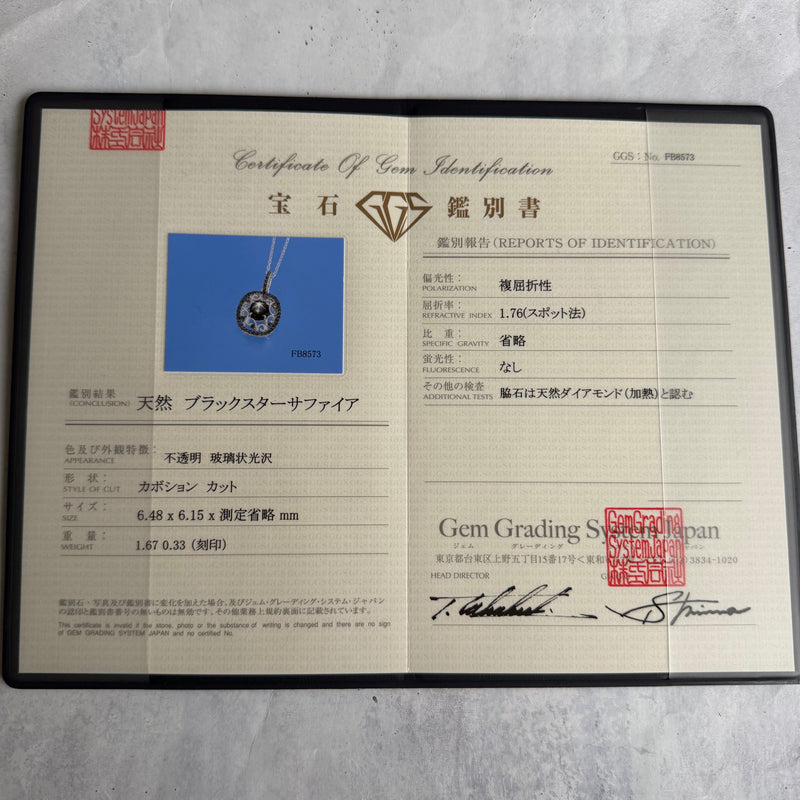 【魅惑の黒い宝石】天然ブラックスターサファイア 天然ブラックダイヤモンド ネックレス