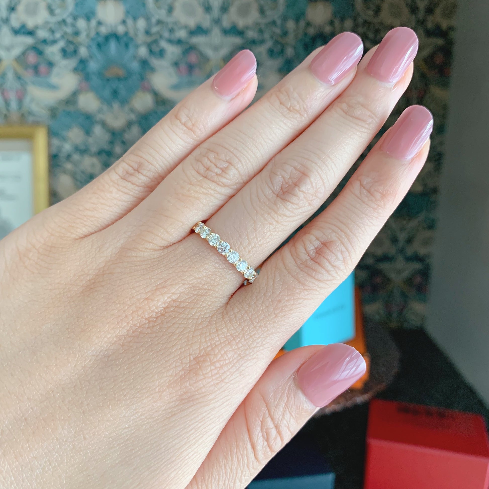 【全石ハート&キューピッド】天然ダイヤモンド 15石 ハーフエタニティリング 18金