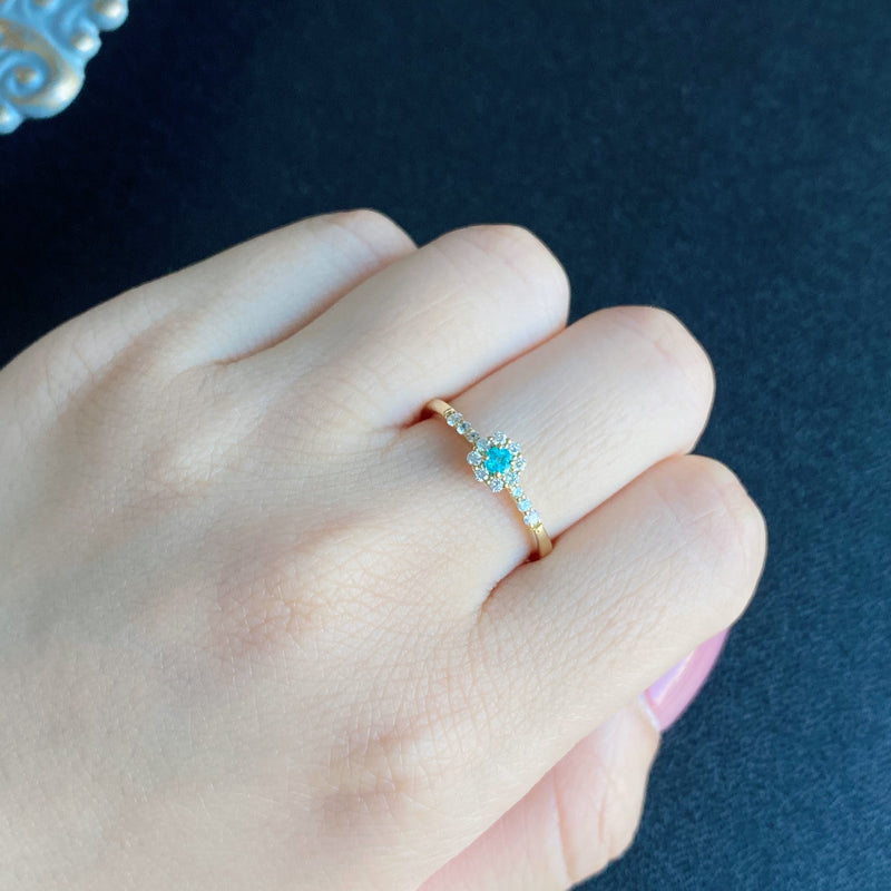 天然パライバトルマリン 天然ダイヤモンド リング