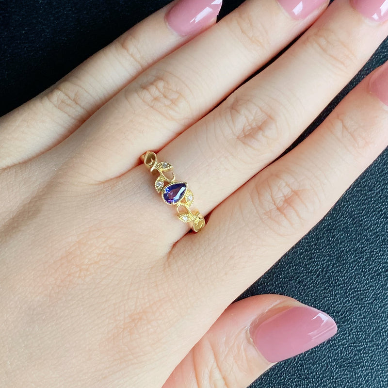 天然バイカラーサファイア 天然ダイヤモンド リング