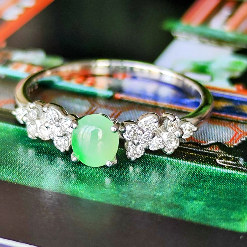 天然翡翠 天然ダイヤモンド プラチナリング