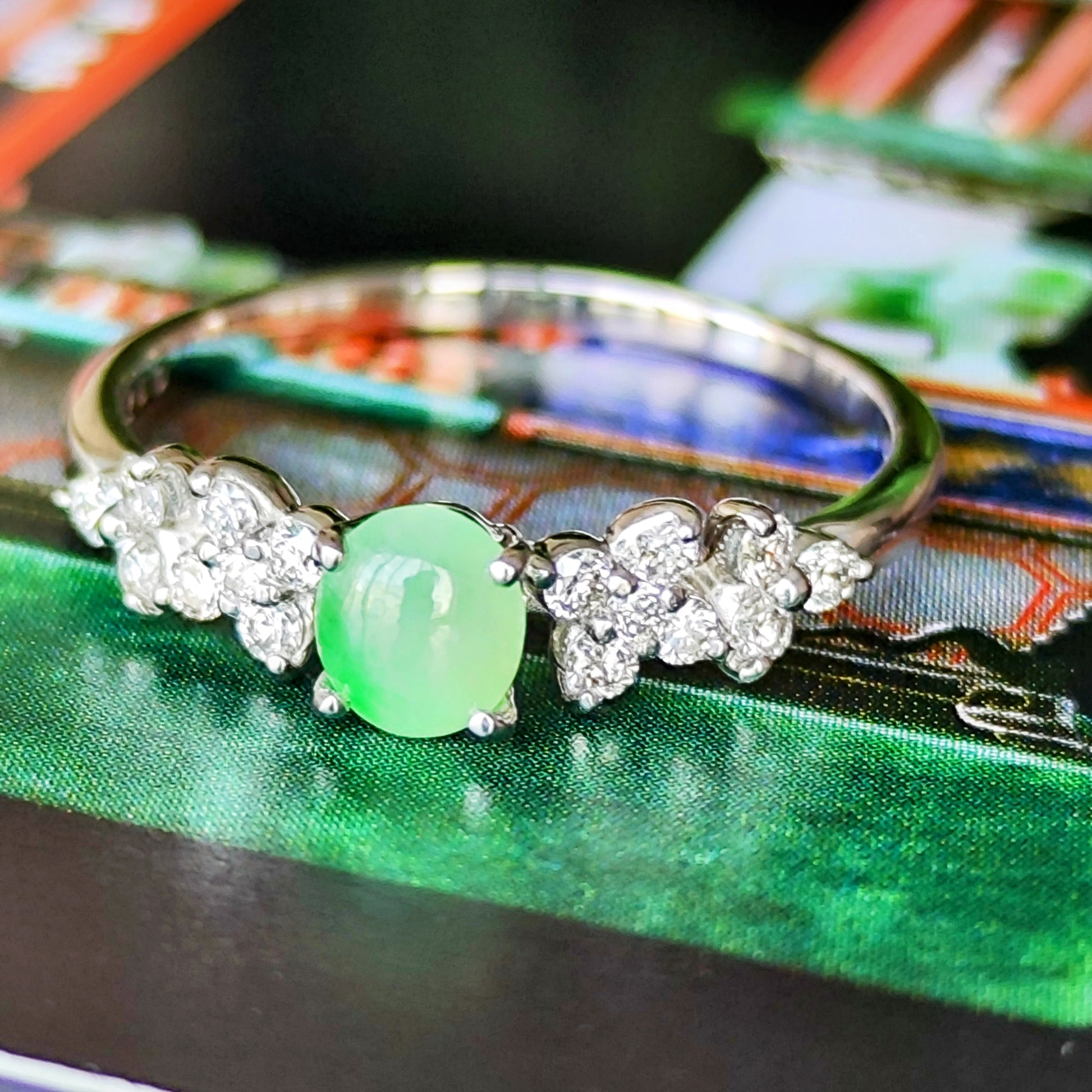 天然翡翠 天然ダイヤモンド プラチナリング