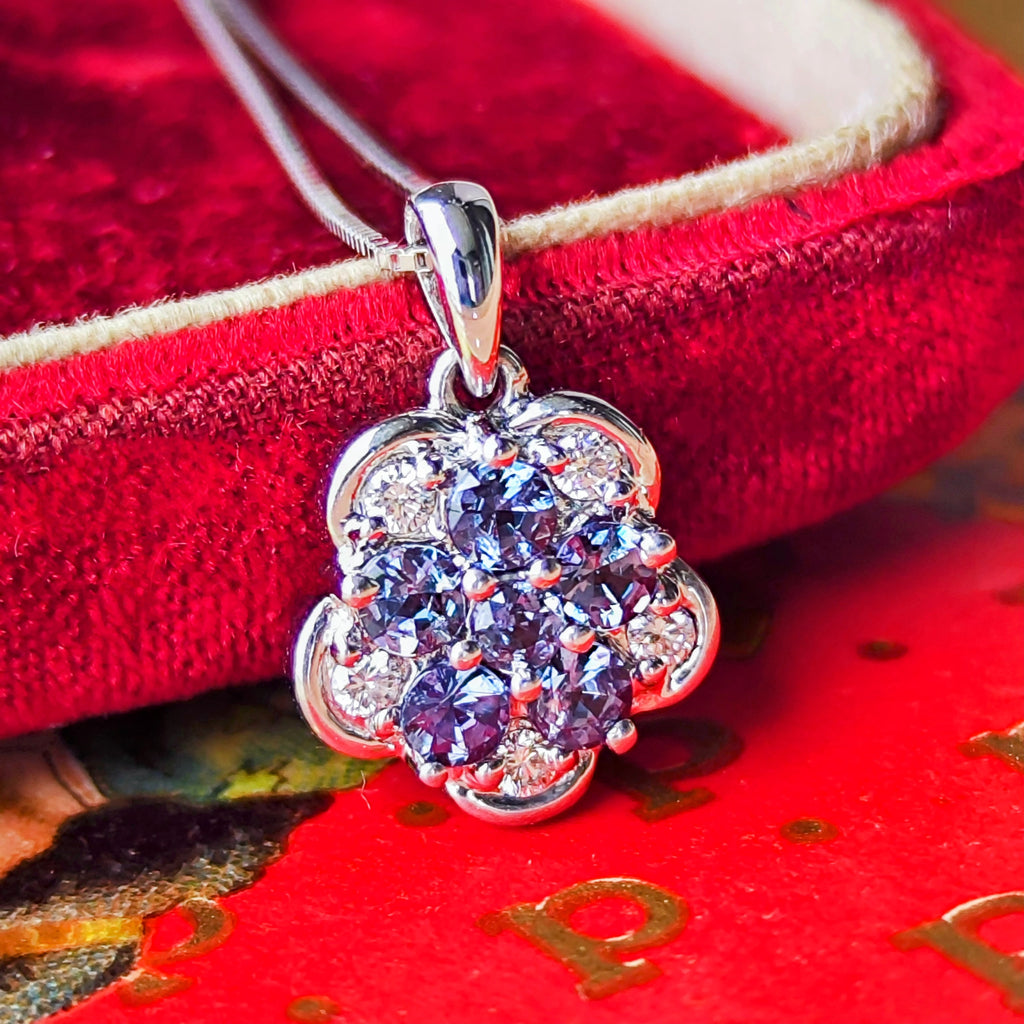 天然アレキサンドライト 0.35ct 天然ダイヤモンド ネックレス プラチナ