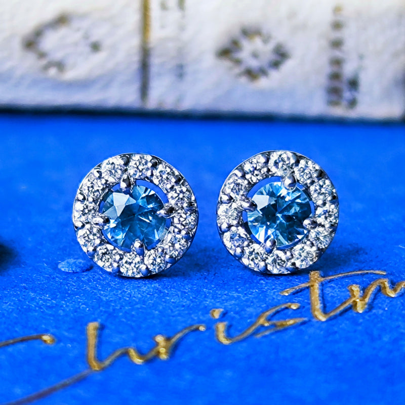 【カンチャナブリ産】天然サファイア 天然ダイヤモンド ピアス