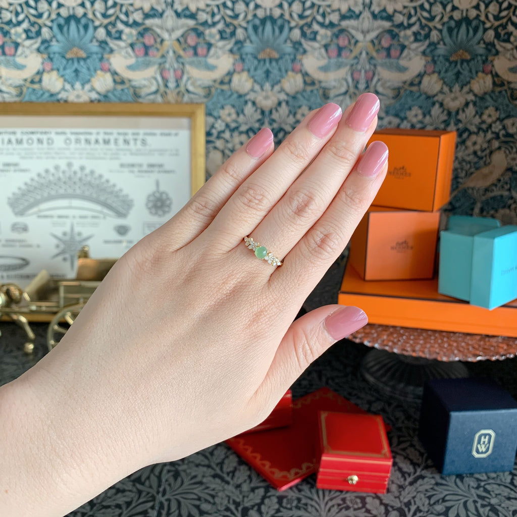 天然翡翠 天然ダイヤモンド 18金リング