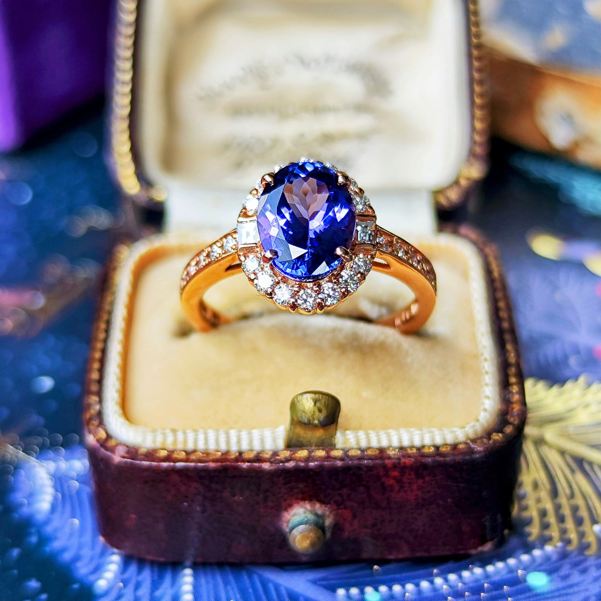 天然タンザナイト 2.21ct 天然ダイヤモンド 18金PG リング
