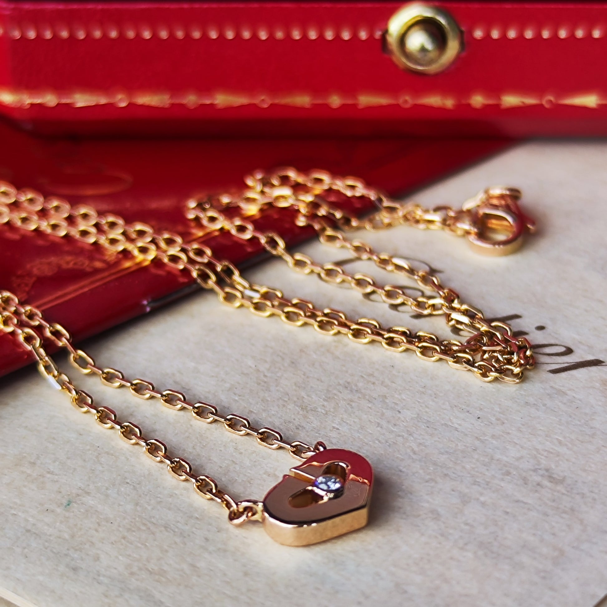 【廃盤 Cartier 】カルティエ Cハート ネックレス ダイヤモンド18金PG