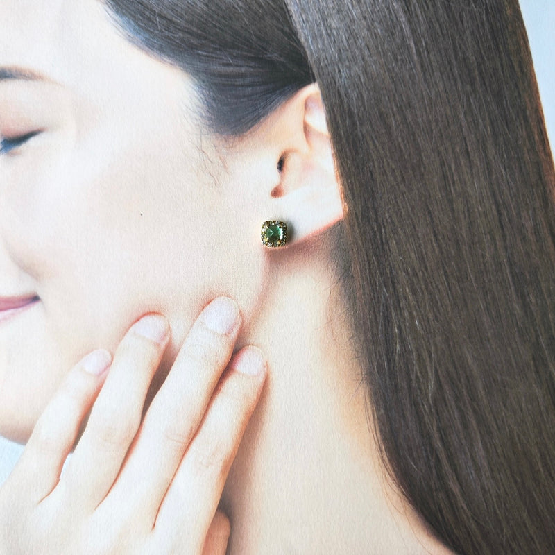 【シュガーローフ】天然エメラルド 天然ダイヤモンド ピアス