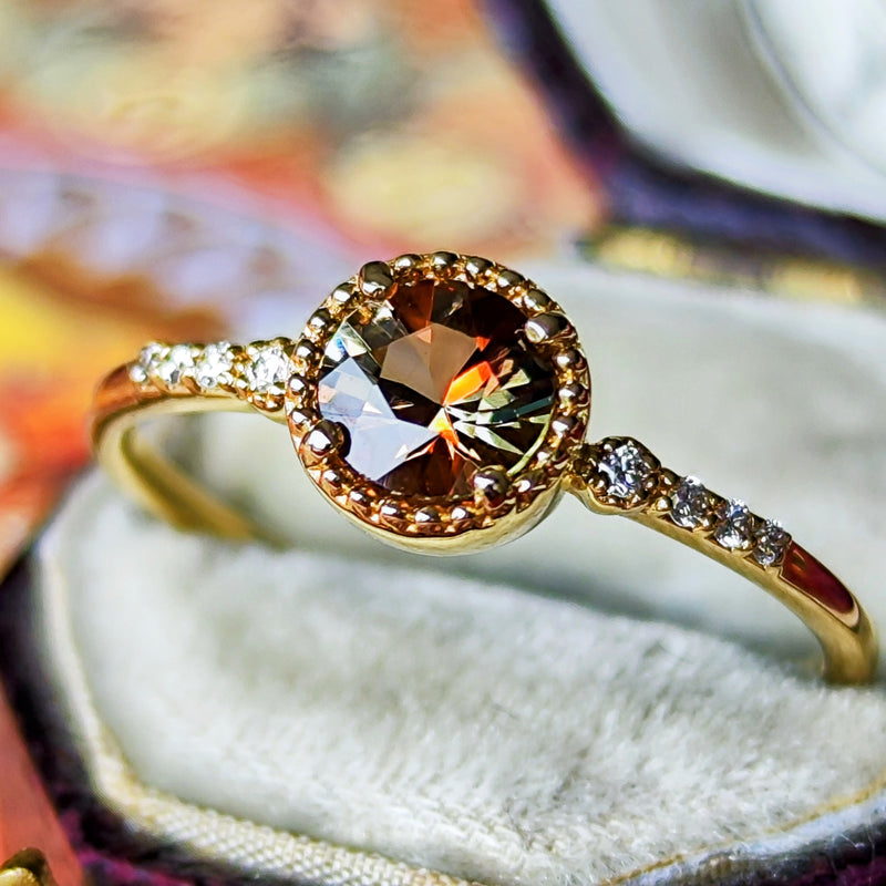 天然アンダリュサイト 天然ダイヤモンド リング