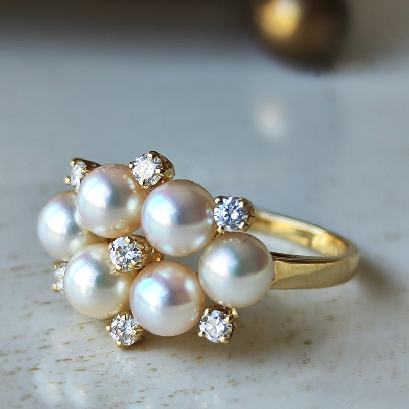 MIKIMOTO ミキモト あこやベビーパール 天然ダイヤモンド リング