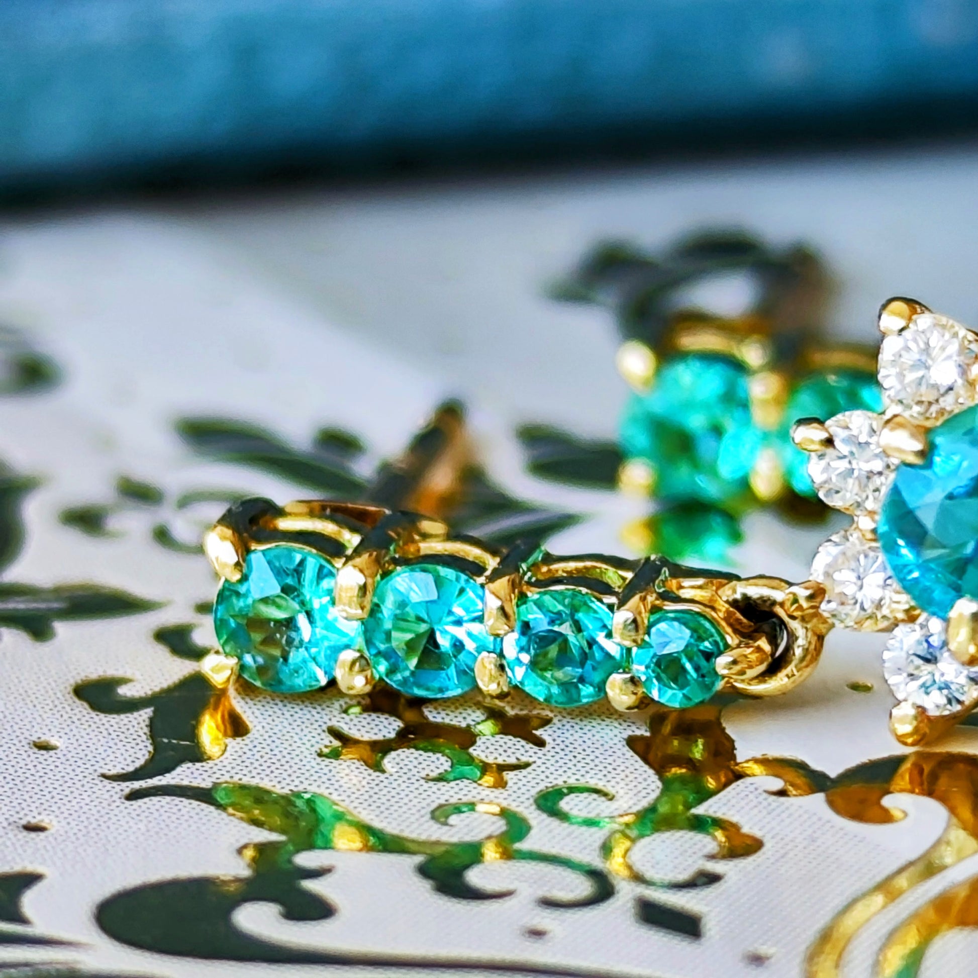 ブラジルバターリャ産 天然パライバトルマリン 天然ダイヤモンド ピアス GIA