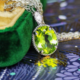 【パキスタン産】天然ペリドット 天然ダイヤモンド プラチナネックレス