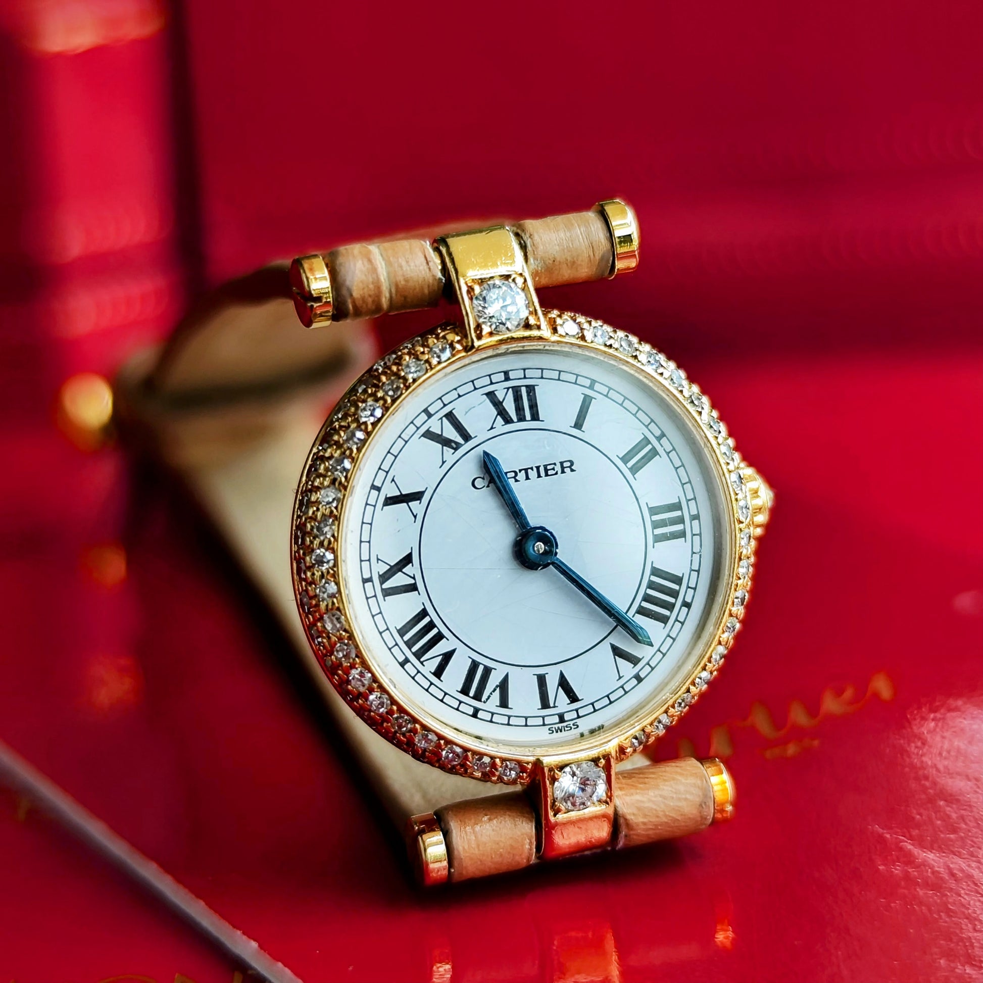 Cartier カルティエ ミニVLCヴァンドーム 18金無垢 純正ダイヤ クォーツ腕時計
