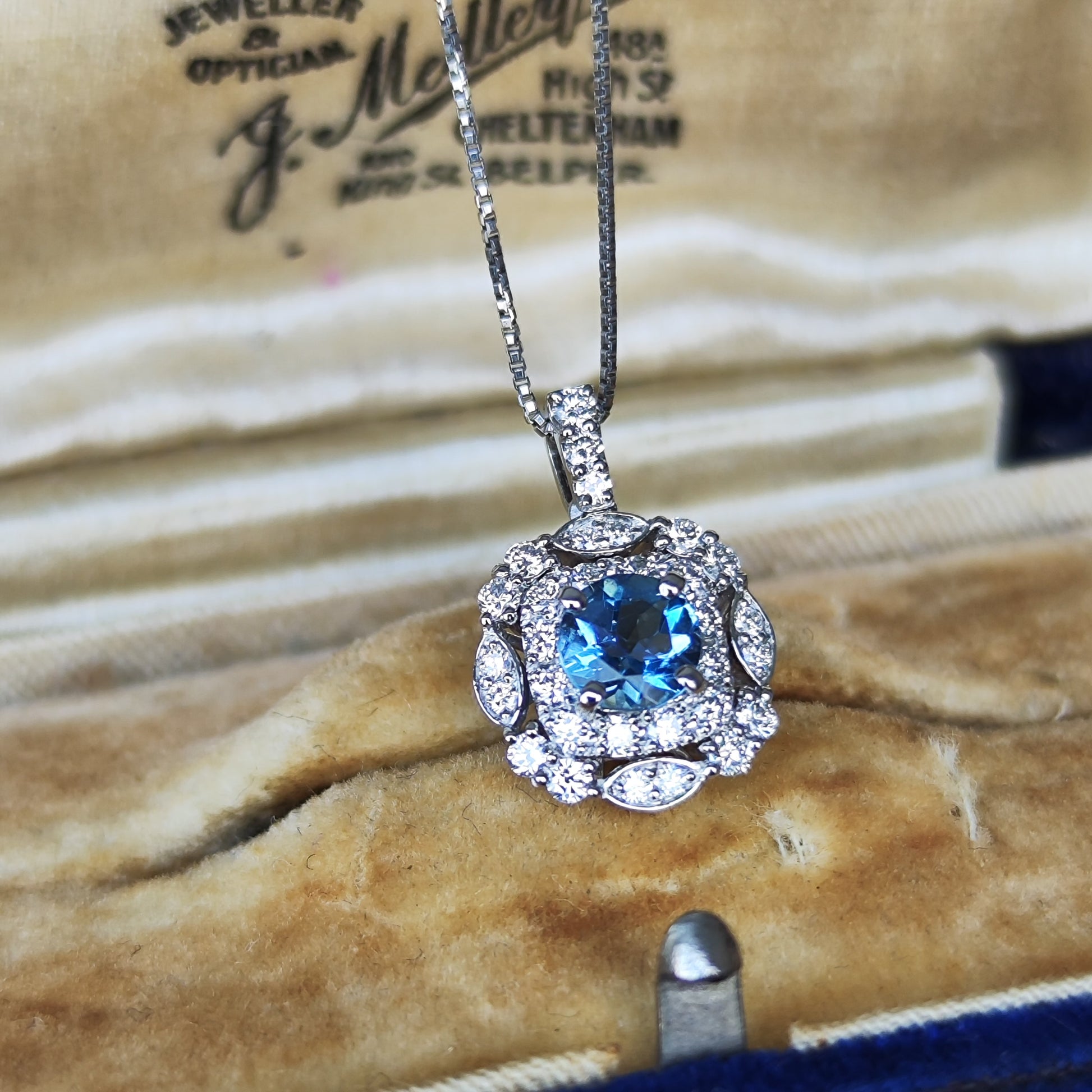 【サンタマリア】天然アクアマリン 天然ダイヤモンド ネックレス