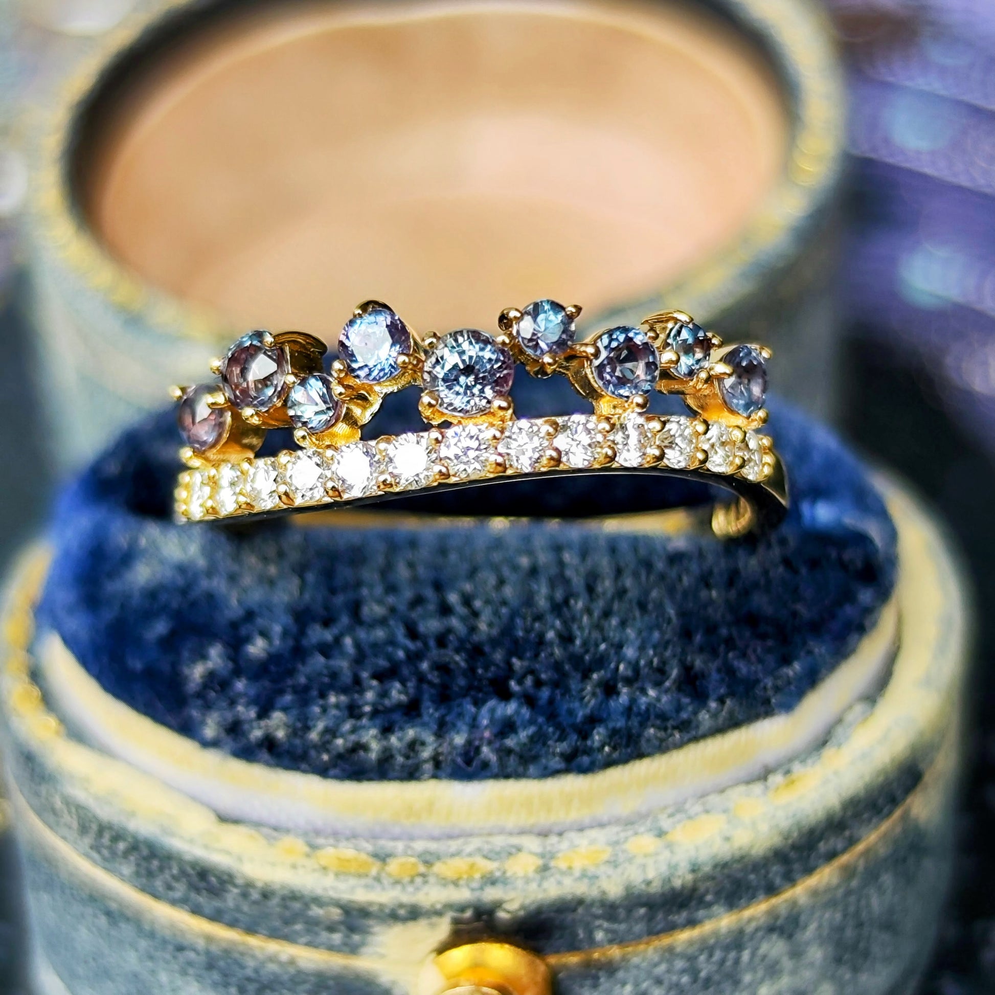 天然アレキサンドライト 0.49ct 天然ダイヤモンド リング