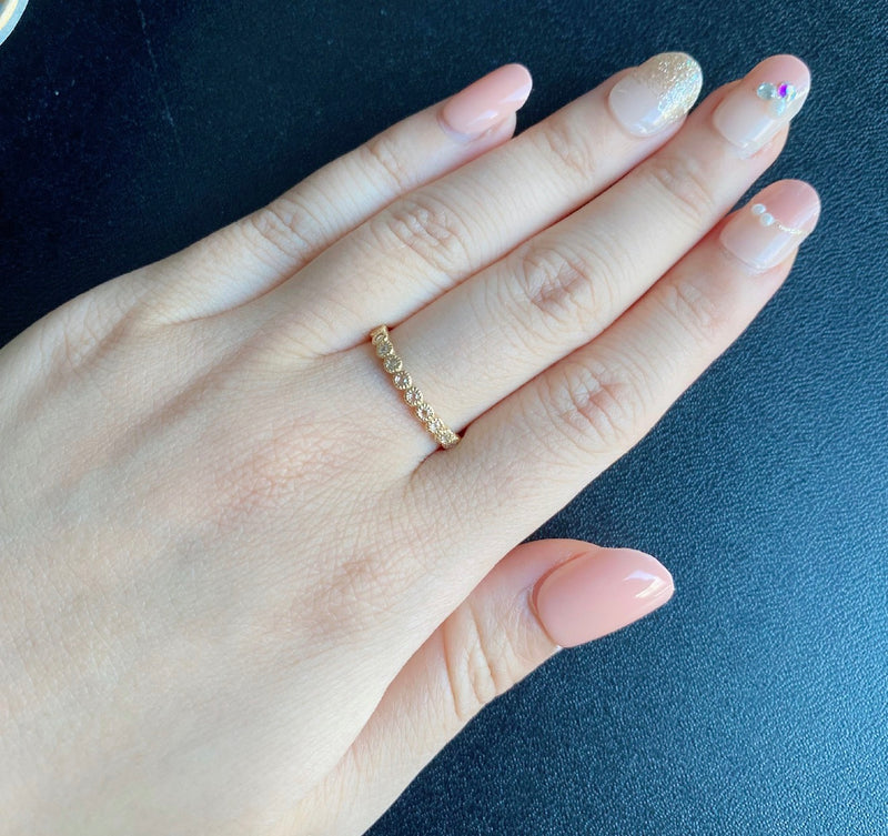 【ローズカット】天然ダイヤモンド ハーフエタニティリング