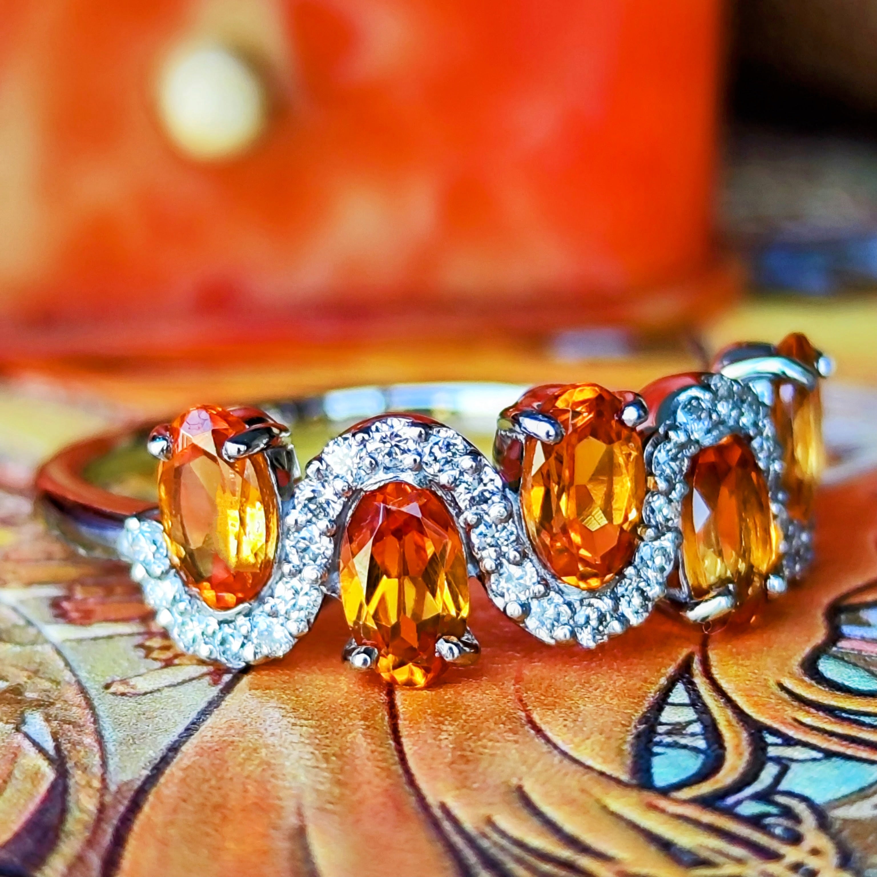 天然スペサルティンガーネット 天然ダイヤモンド プラチナリング