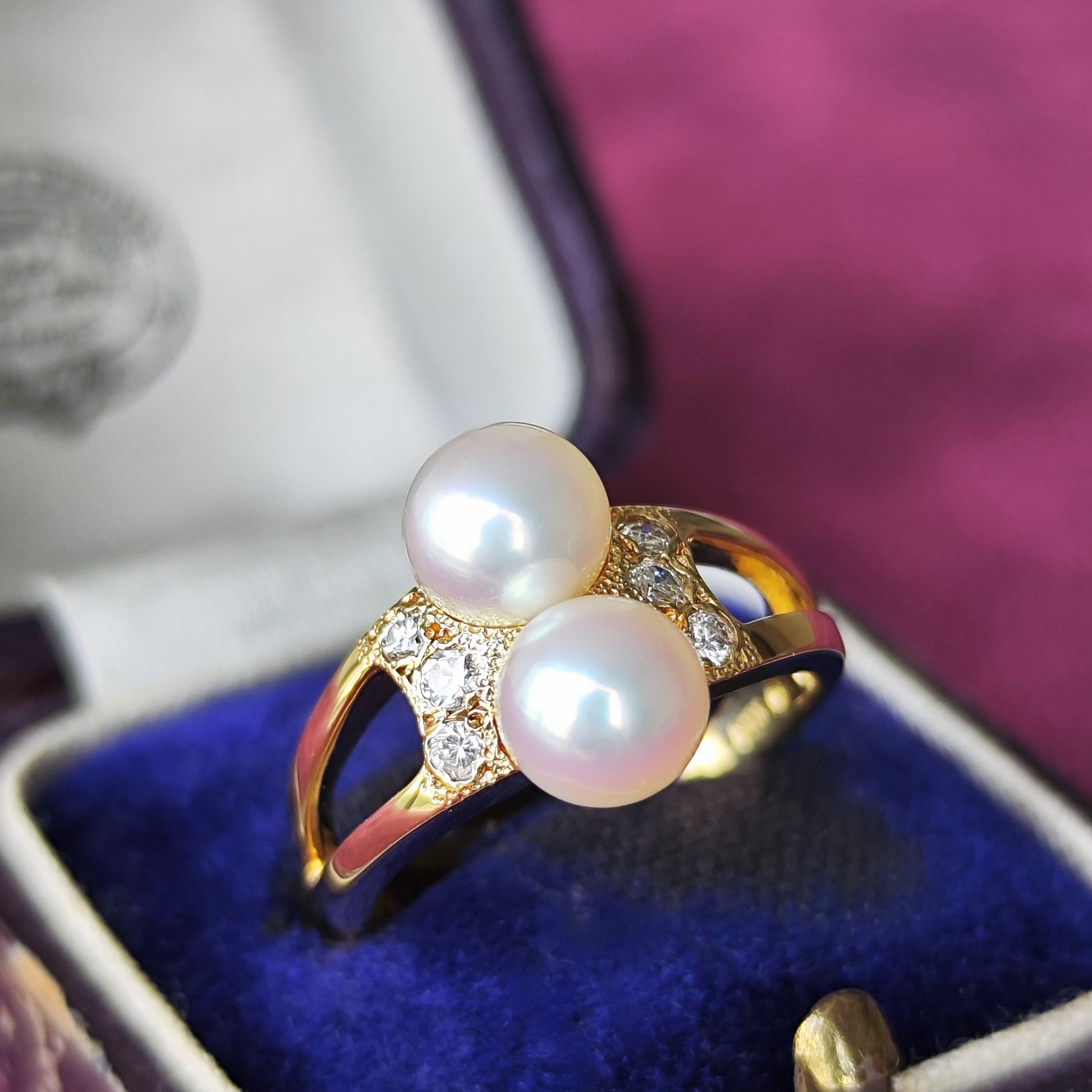 MIKIMOTO ミキモト あこや真珠 天然ダイヤモンド 18金リング