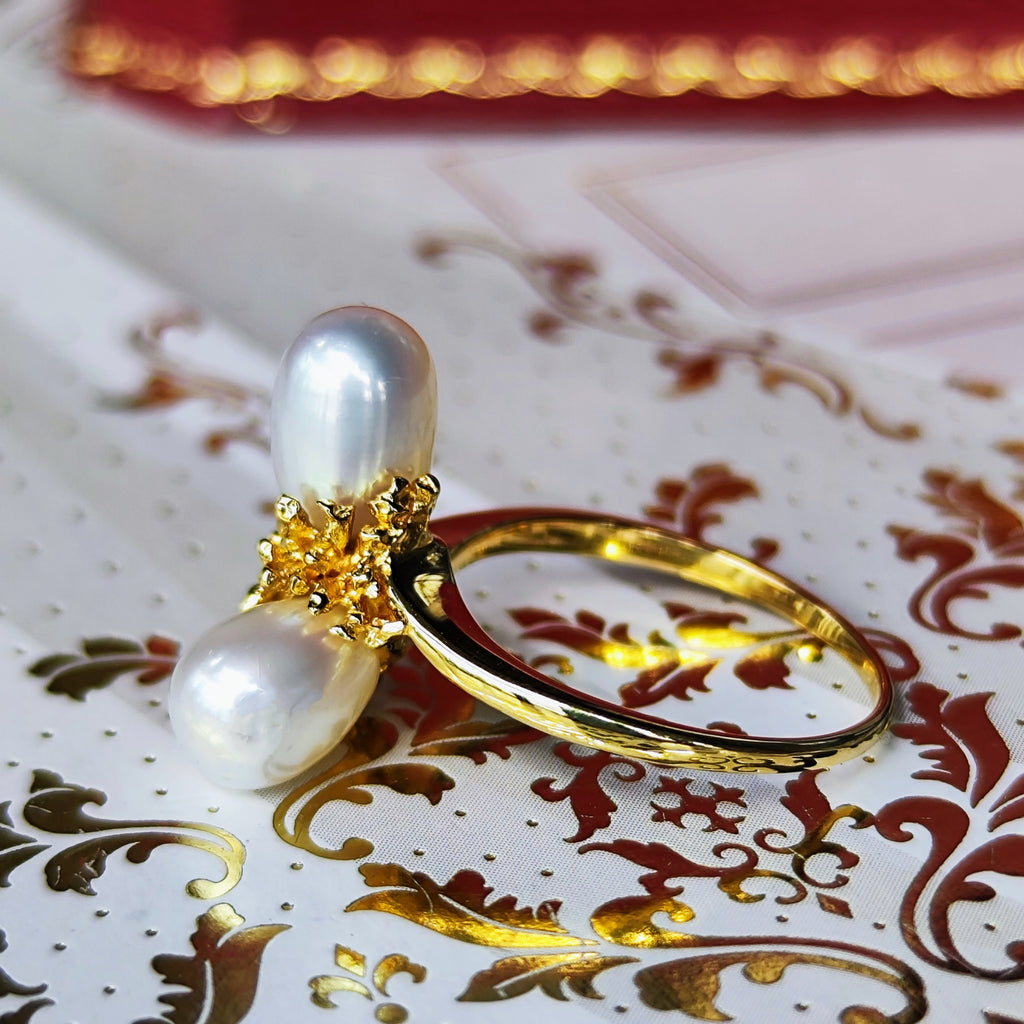 MIKIMOTO ミキモト 淡水真珠 天然ダイヤモンド 18金リング