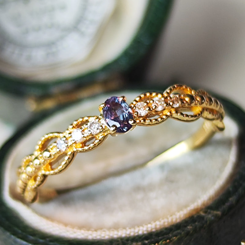 天然アレキサンドライト ダイヤ K18 ネックレストップ