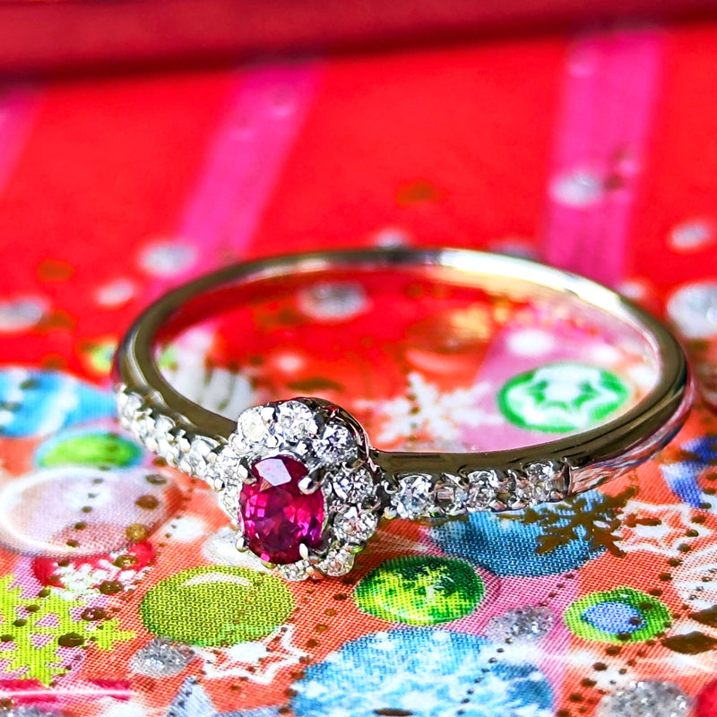 【非加熱 ピジョンブラッド】天然ルビー 天然ダイヤモンド リング