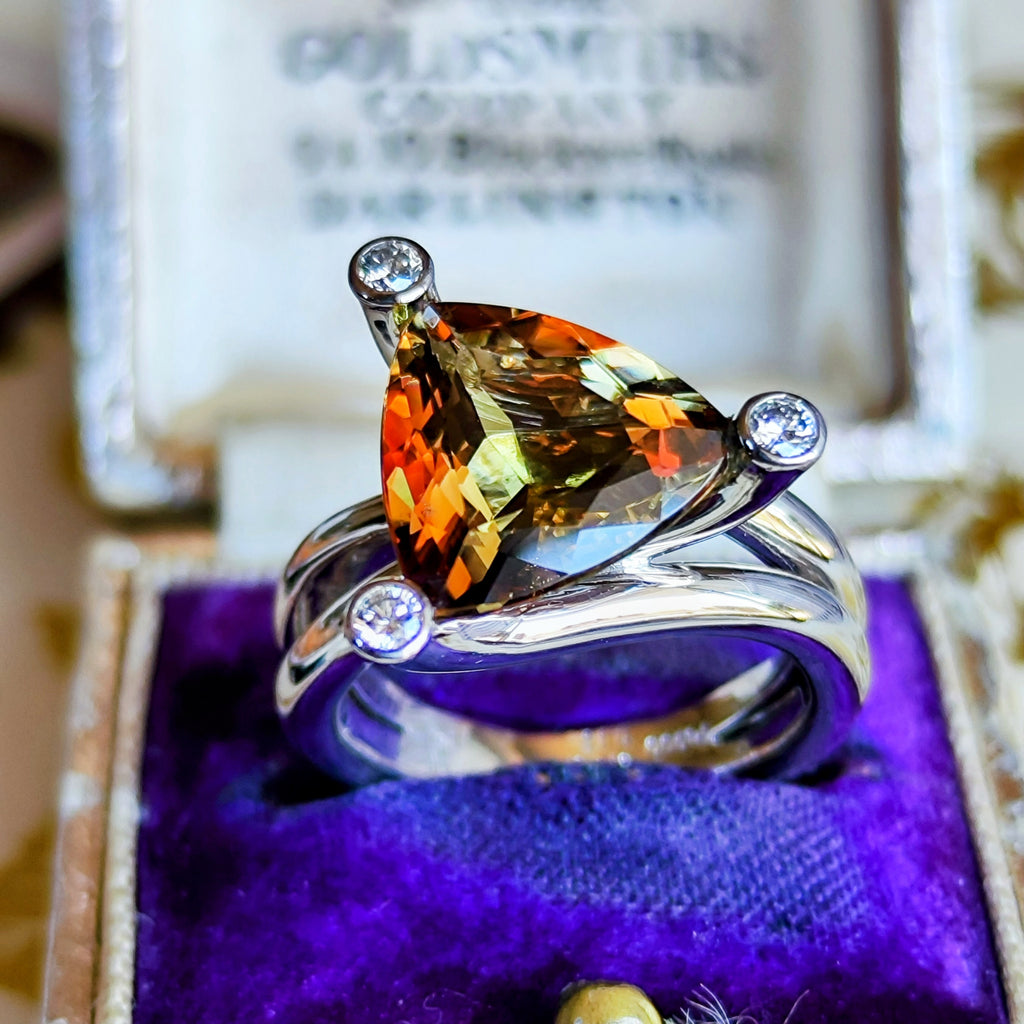 天然ダイヤモンドリング 大粒 5.33ct】天然アンダリュサイト 天然ダイヤモンド リング