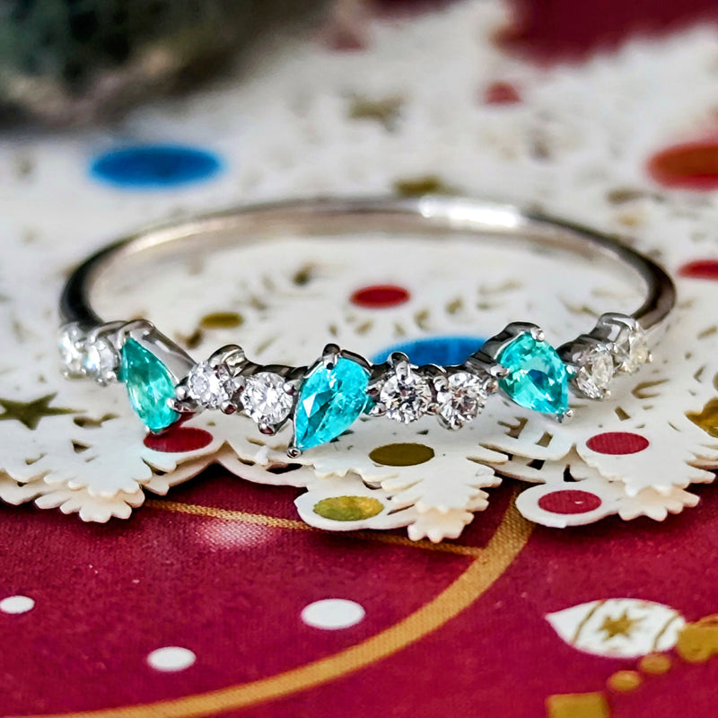 天然パライバトルマリン 天然ダイヤモンド プラチナリング