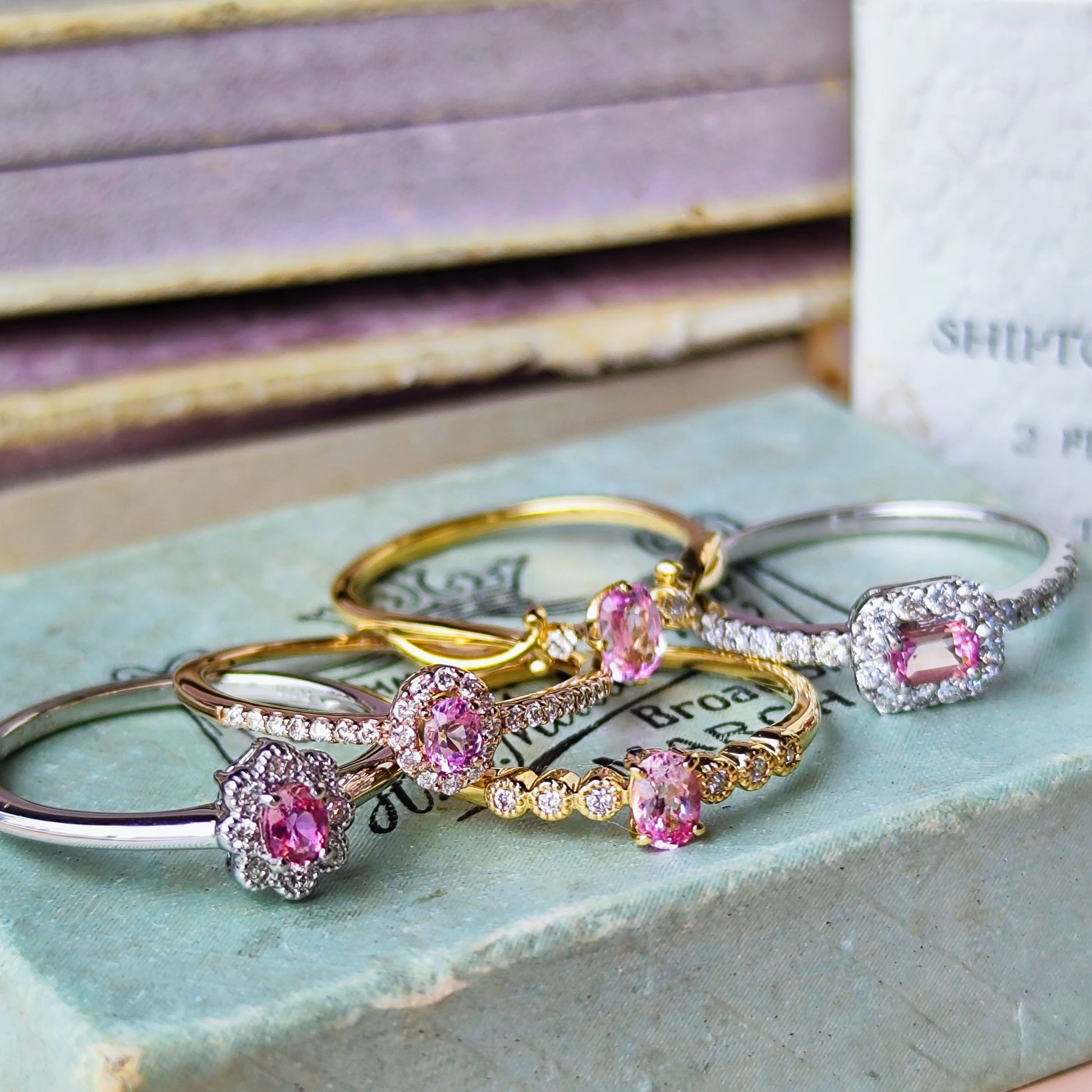 【レアストーン】天然ピンクゾイサイト 天然ダイヤモンド プラチナ ③
