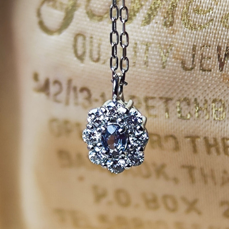 天然アレキサンドライト 天然ダイヤモンド プラチナネックレス