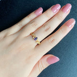 天然バイカラーサファイア 天然ダイヤモンド リング