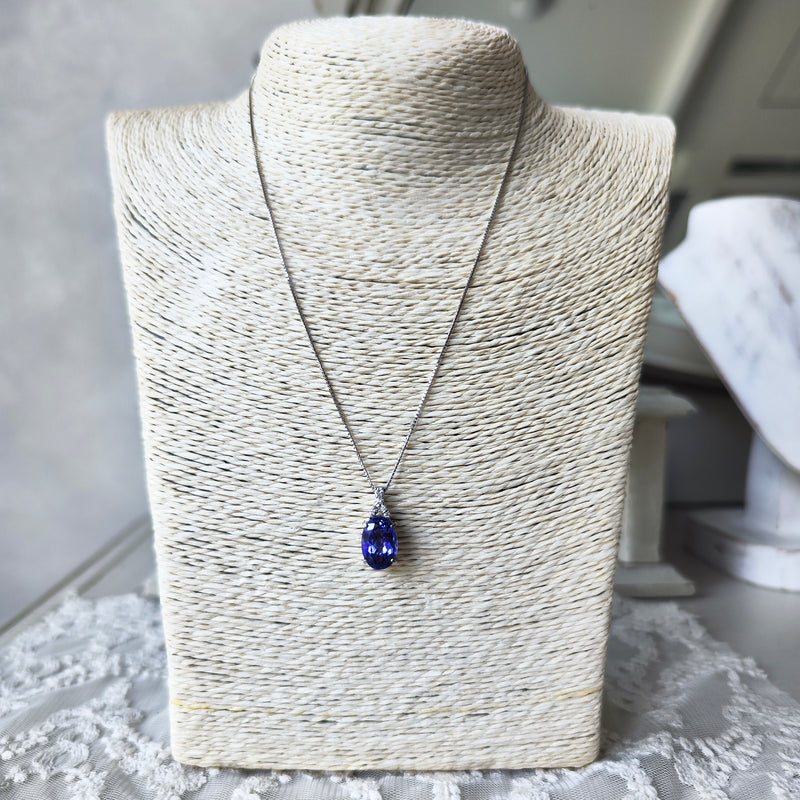 【大粒 5.74ct】天然タンザナイト 天然ダイヤモンド ネックレス