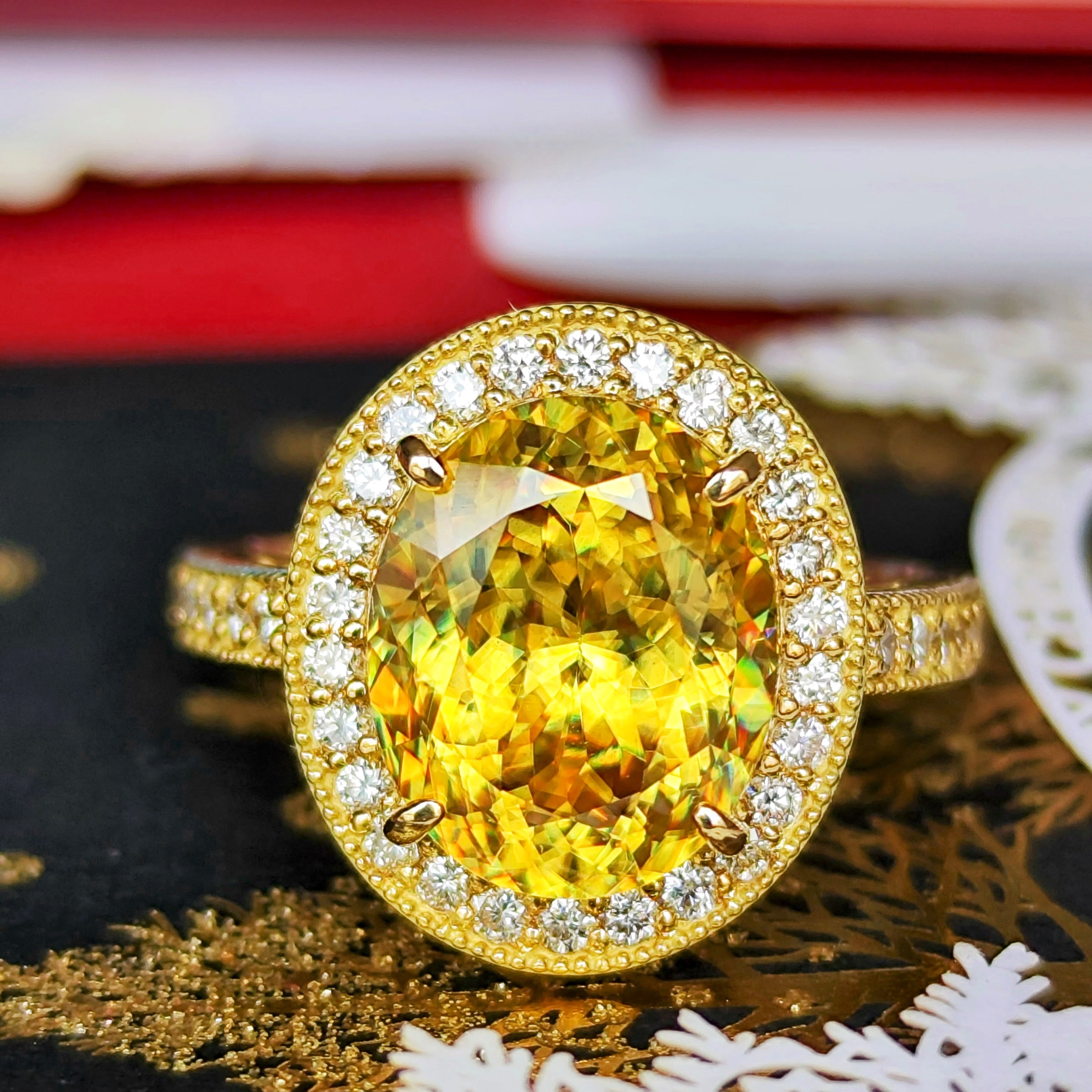 大粒 4.67ct】天然スフェーン 天然ダイヤモンド リング – Mico宝飾店