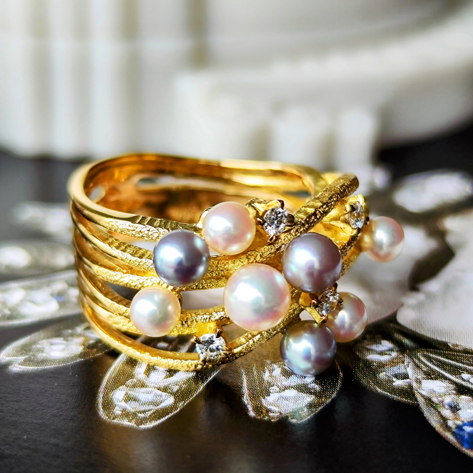 TASAKI 田崎真珠 あこや真珠 天然ダイヤモンド 18金リング