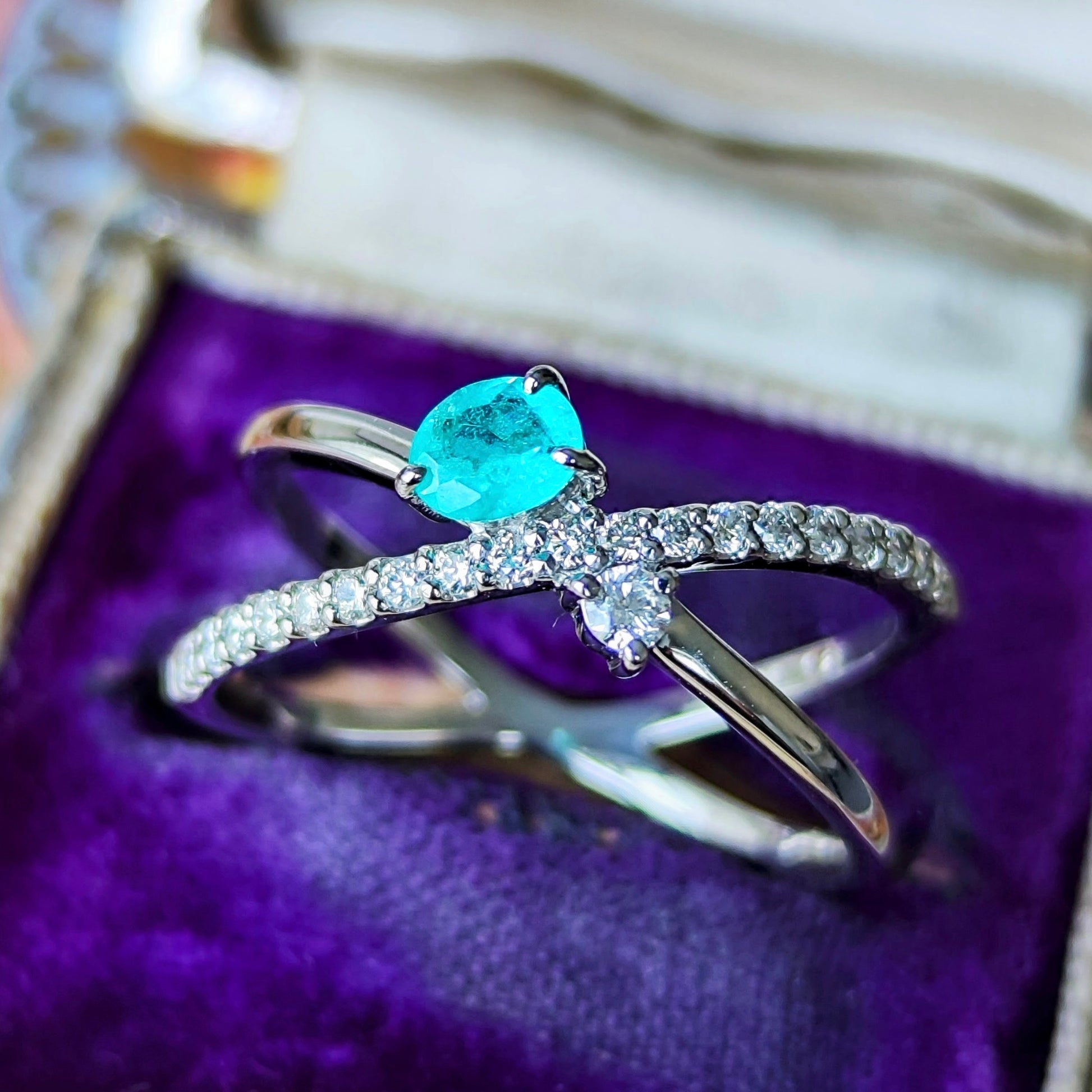 【トップカラー】天然パライバトルマリン 天然ダイヤモンド プラチナリング