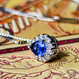 【コーンフラワー】天然サファイア 天然ダイヤモンド ネックレス