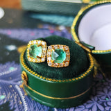 【シュガーローフ】天然エメラルド 天然ダイヤモンド ピアス