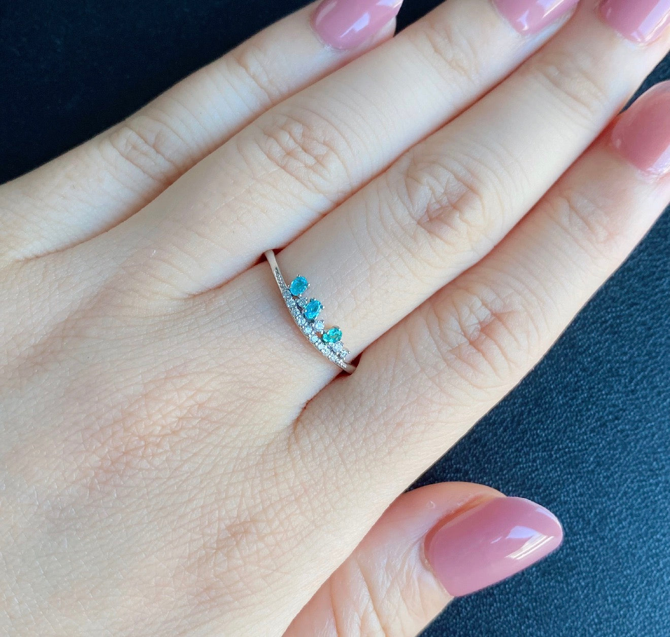 天然パライバトルマリン 天然ダイヤモンド プラチナリング