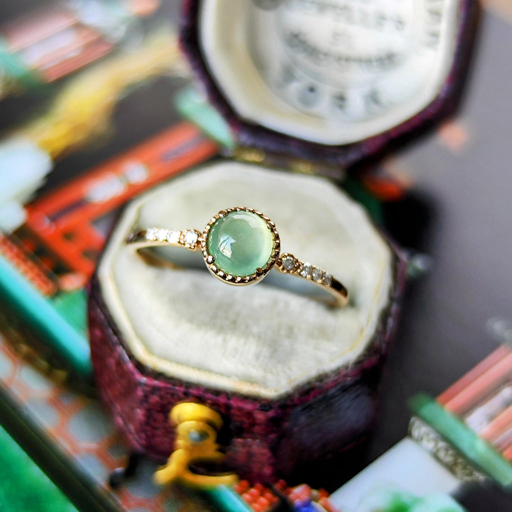天然翡翠 天然ダイヤモンド リング