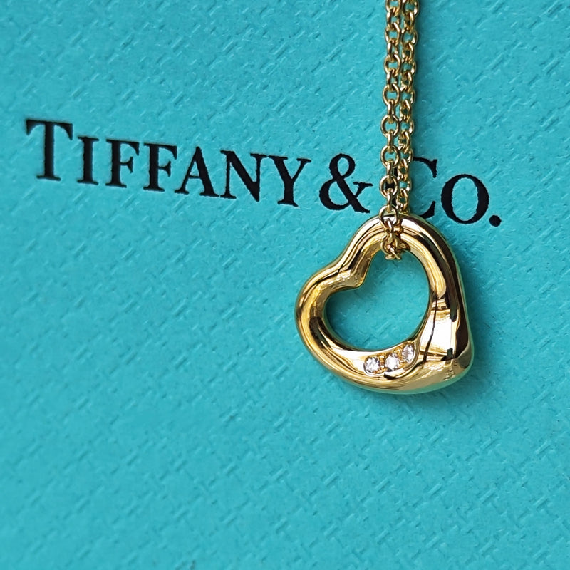 TIFFANY &Co ティファニー オープンハート ダイヤモンド ネックレス 18金YG
