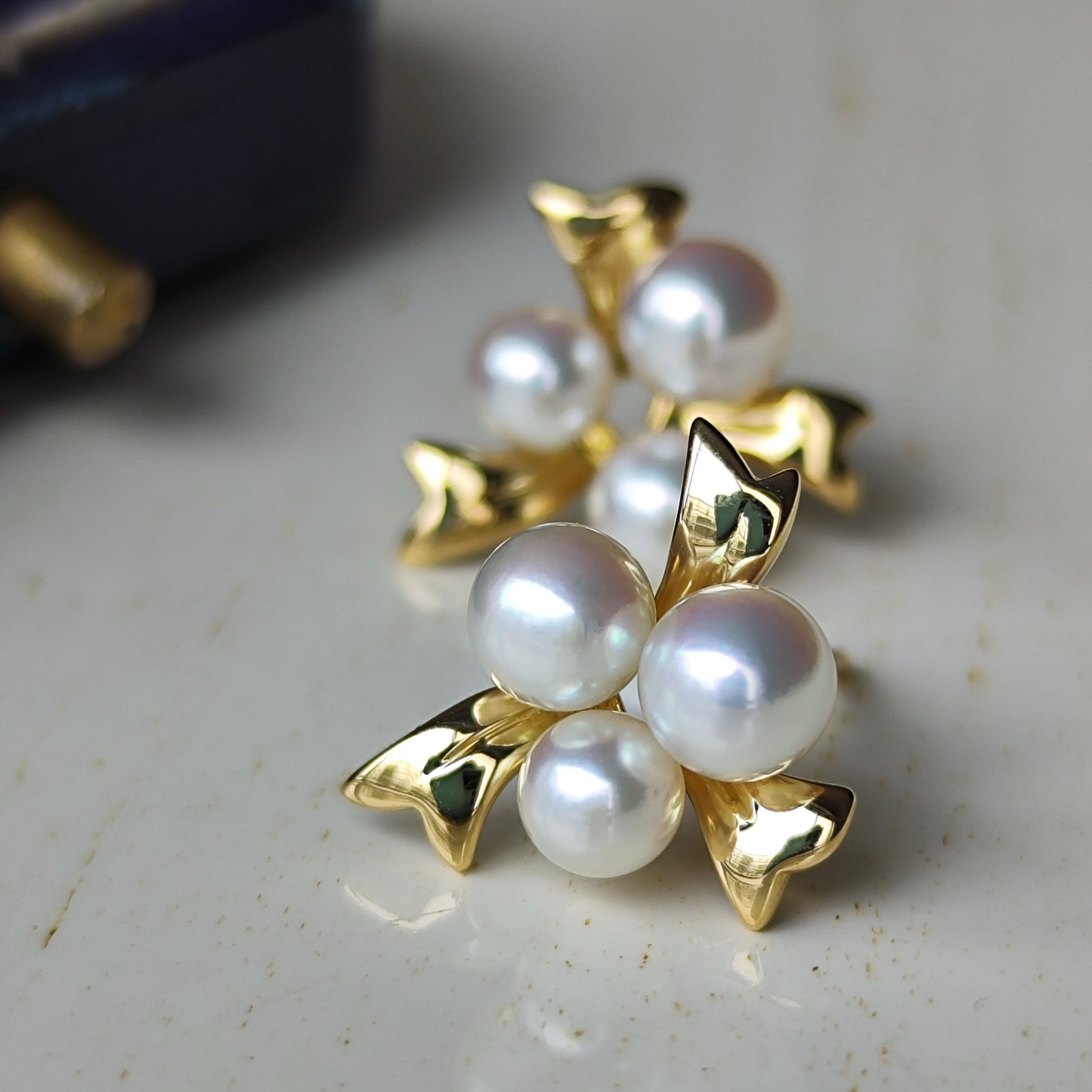 【お値下げ】MIKIMOTO ミキモト あこや真珠 リボンモチーフ ピアス