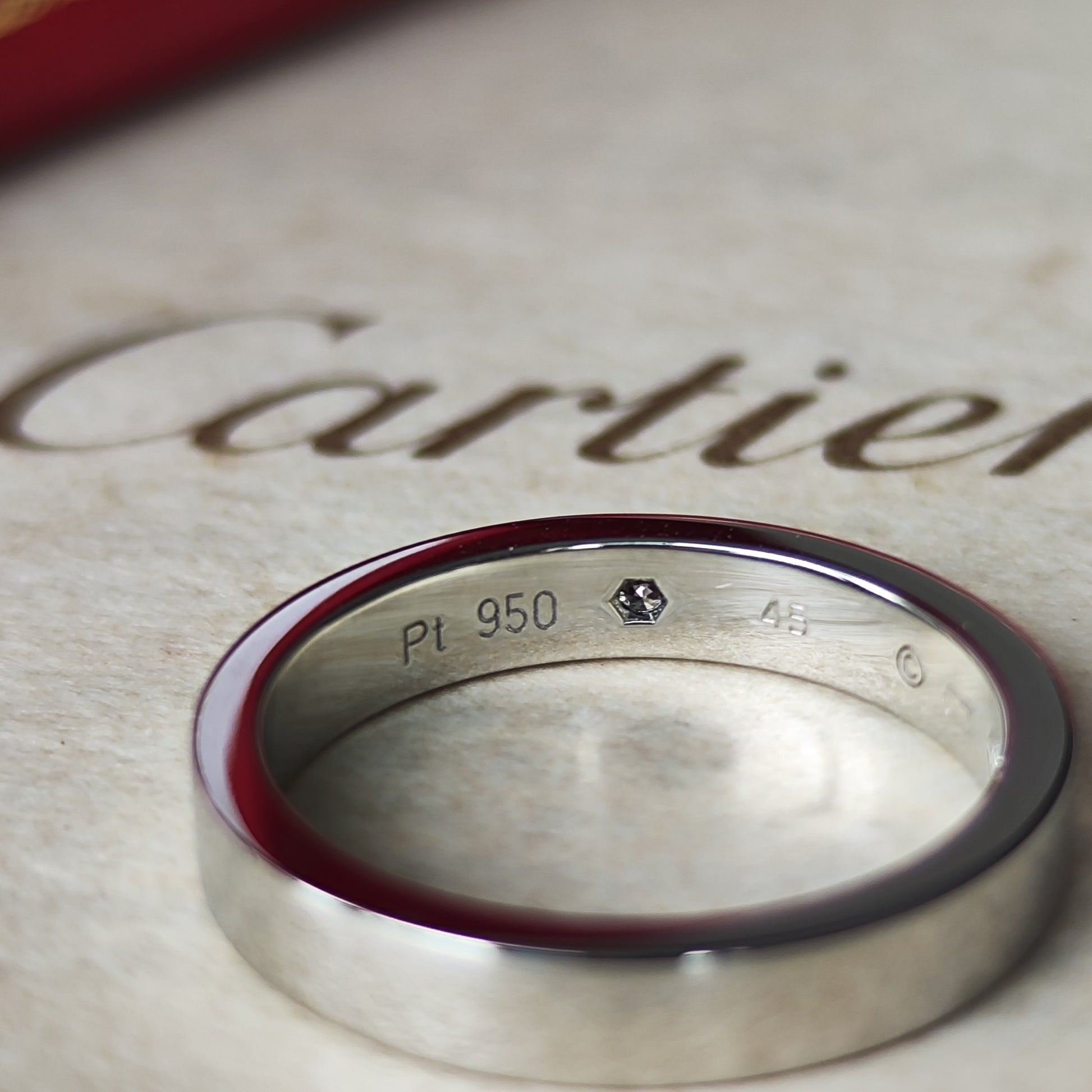 Cartier カルティエ Cドゥ エングレーブド ダイヤモンド プラチナリング 45