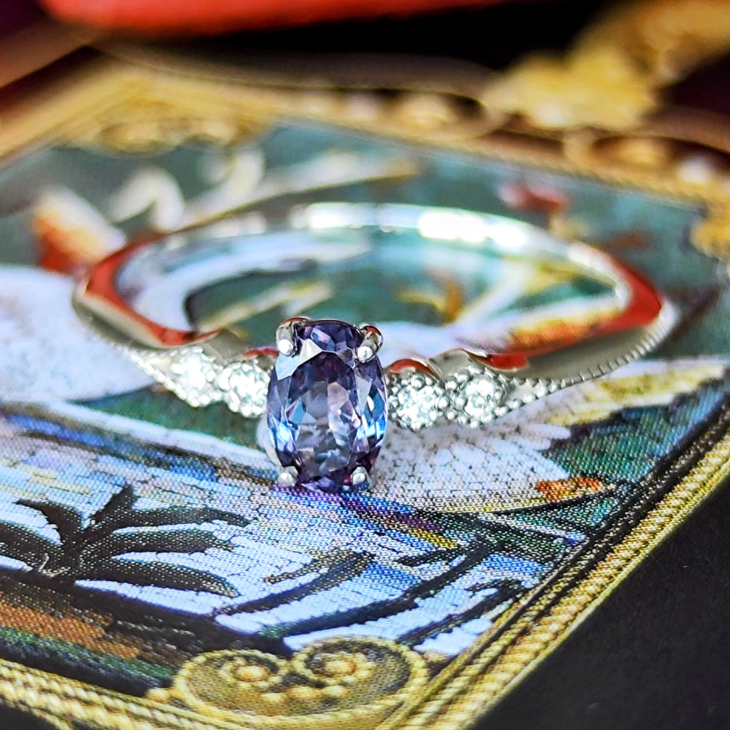 【カラーチェンジ】天然ガーネット 天然ダイヤモンド プラチナリング