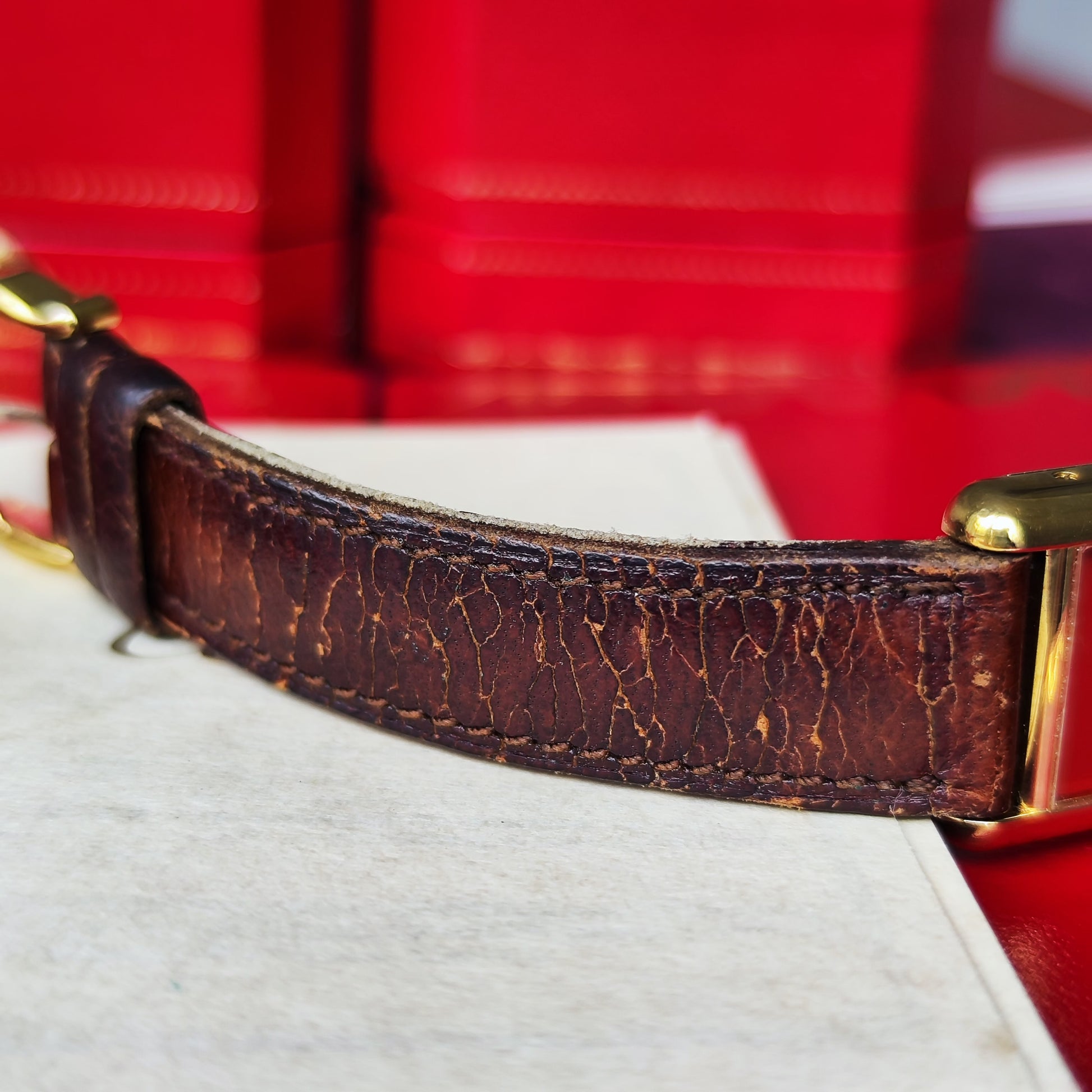 【OH済み】Cartier カルティエ マストタンク レッド文字盤 手巻き腕時計