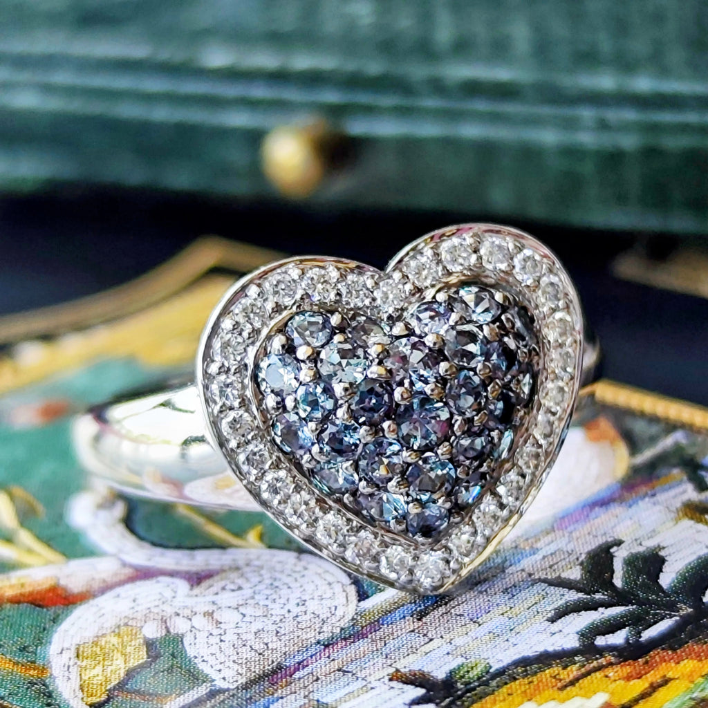 天然アレキサンドライト 0.62ct 天然ダイヤモンド 18金WG