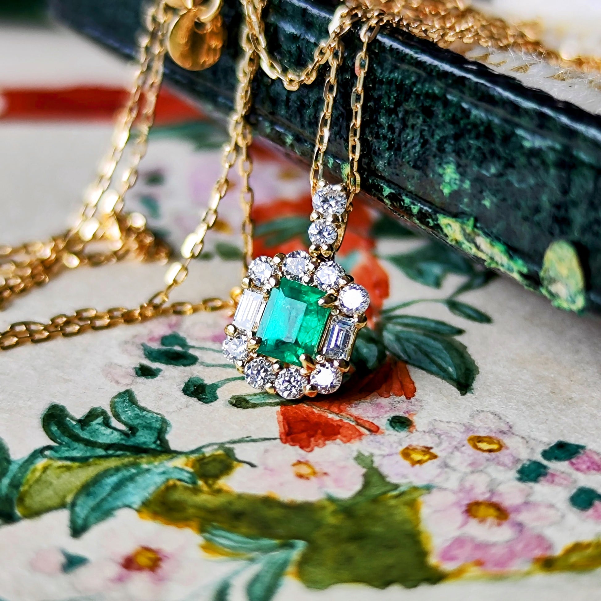 【コロンビア産】天然エメラルド 天然ダイヤモンド ネックレス