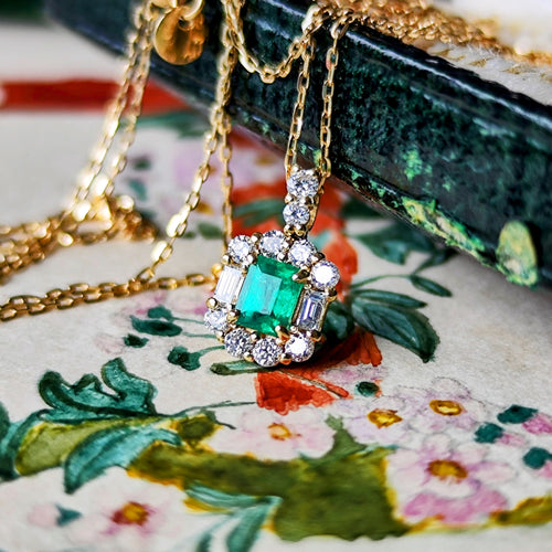 【コロンビア産】天然エメラルド 天然ダイヤモンド ネックレス