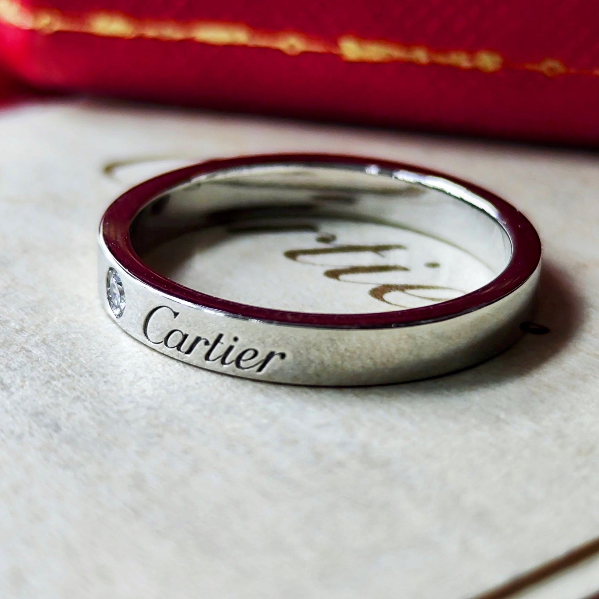Cartier カルティエ エングレーブド ダイヤモンド プラチナ 55