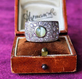 天然クリソベリルキャッツアイ 天然ピンクダイヤモンド プラチナリング