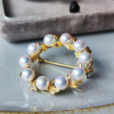 MIKIMOTO ミキモト リース型ブローチ あこや真珠 18金