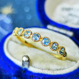 天然アクアマリン ハーフエタニティリング 18金